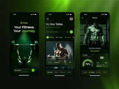 Fitness Mobile App Design activity app design application clean colorful dark development fitness fitness app fitness ui gym health app healthcare mobile app product design sport trendy ui user interface ux