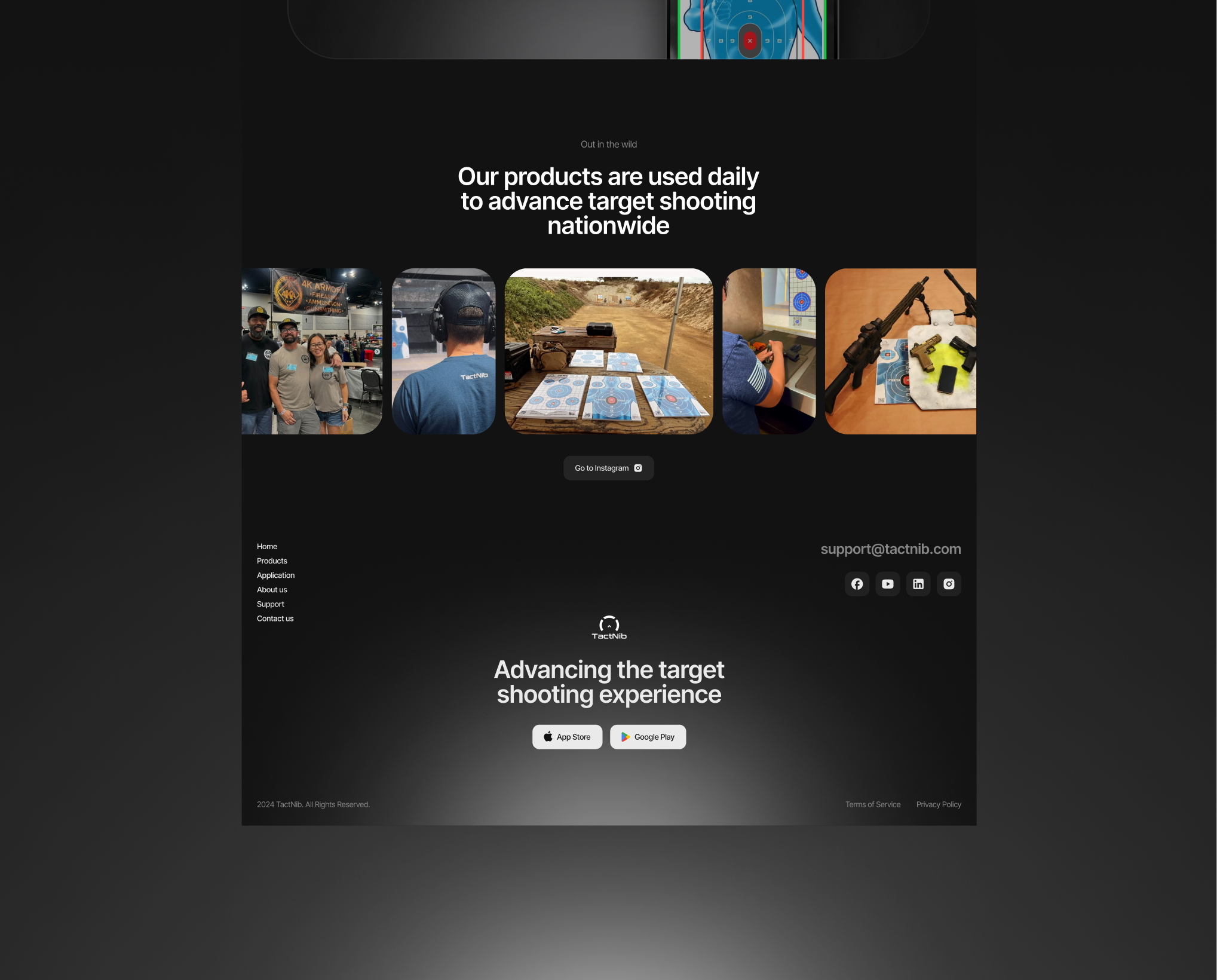 TactNib promo site - Targets and a shooting analysis app clean ui mibile app modern opportunity promo website shooting strictly stylish targets ui vibrant minimalism web web design