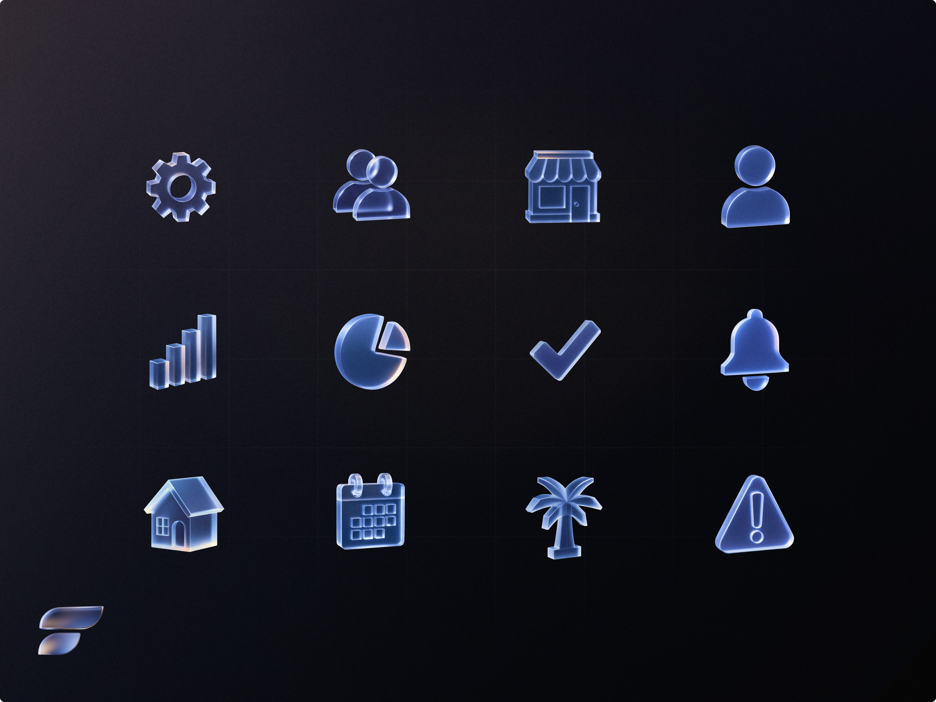 Finary - 3D glass icons build by AI 3d ai branding finance financial finary gen glass icon money prompt ui