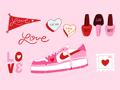 Valentine's adobefresco illustration nail polish nike spot illustrations valentines valentines day