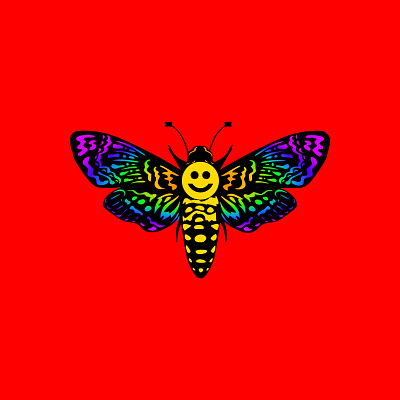 Aceeeed... acid house moth doodle illustration shunte88 vector