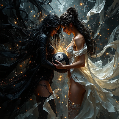 Twin 3d digital art illustration