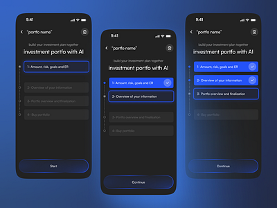 stepper screens (INTG Robo-Advisor) figma fintech funding flow kyc mobile app multi step process robo advisor stepper ui ui design user centric ux ux design