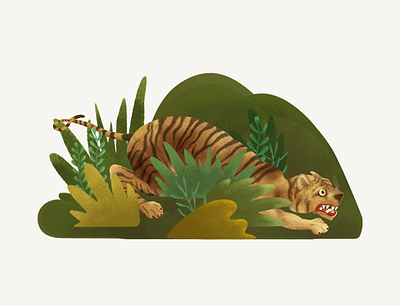 Henri Rousseau's tiger animation illustration
