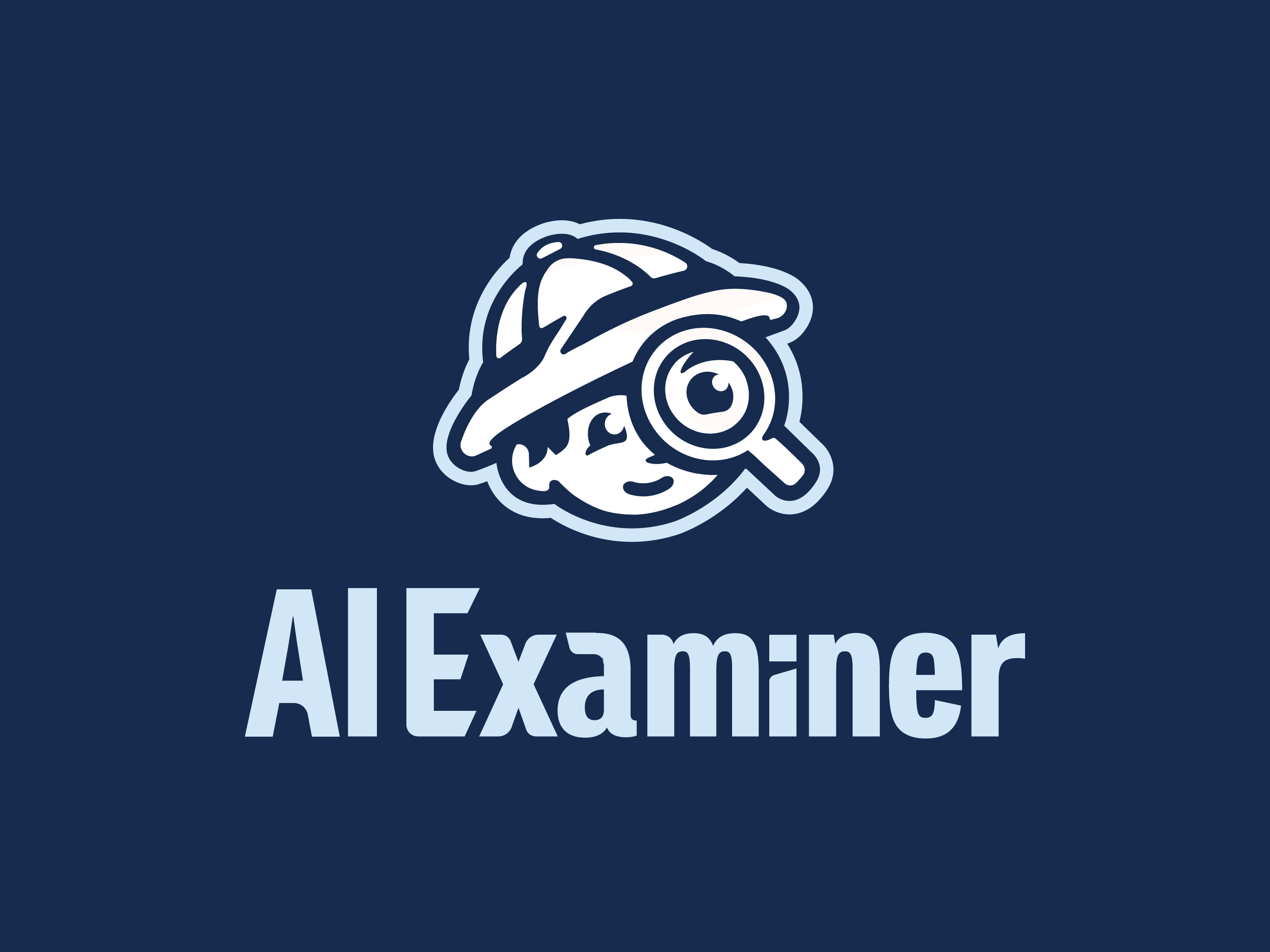 AI Examiner - One Color Logo Version branding brandmark cartoon character design cute discovery explorer graphic design identity design illustration jungle lettering logo logo design logos magnifying glass mascot