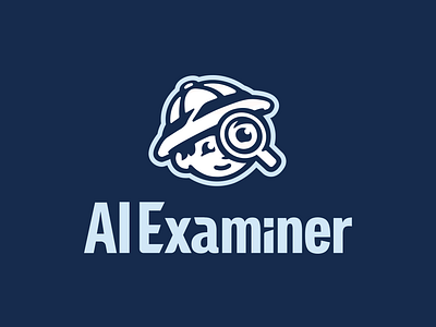 AI Examiner - One Color Logo Version branding brandmark cartoon character design cute discovery explorer graphic design identity design illustration jungle lettering logo logo design logos magnifying glass mascot