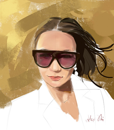 Portrait of a gold digital art fashion illustration gold illustration life style portrait