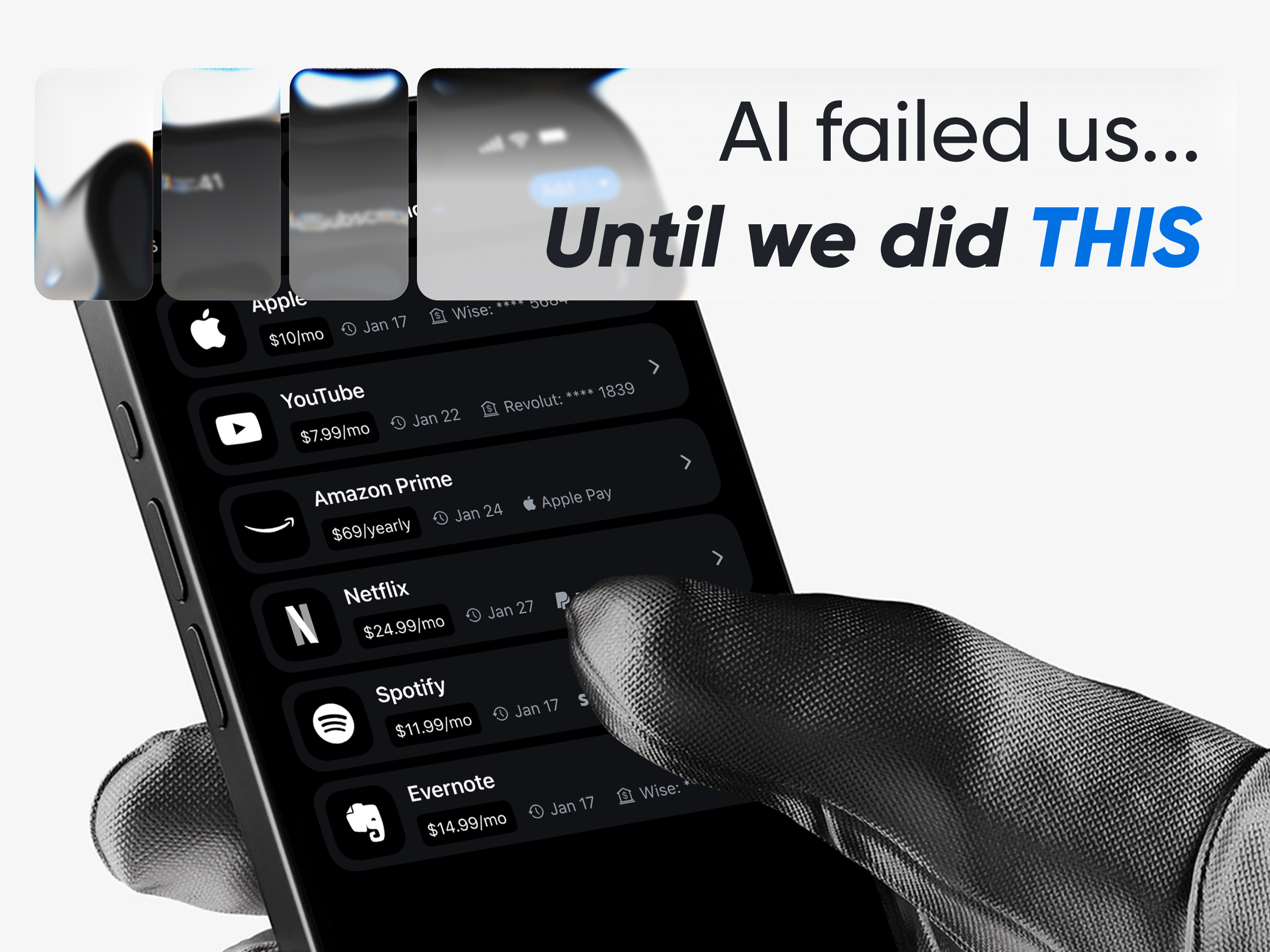 AI × Fintech UX — Subscription Manager App (Dark Mode) ai aianddesign aigenerated aiux appdesign darkmode fintech fintechui ios iosdesign minimaldesign mobileappdesign productdesign stitchai subscription manager app uidesign uiuxdesign uxdesign