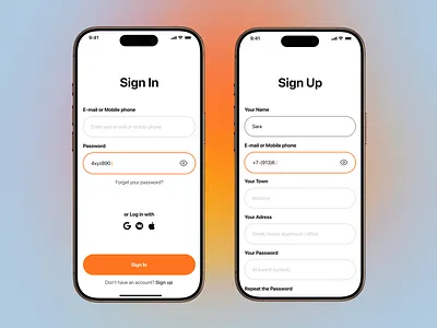 Login Screens Экран входа | Мобильное приложение | Julia Gerka login mobile app mobile design ui ui design ui дизайн user expirience user interfaces ux ux design ux дизайн uxui web design website дизайн мобильно приложения мобильное приложение мобильный дизайн экран входа