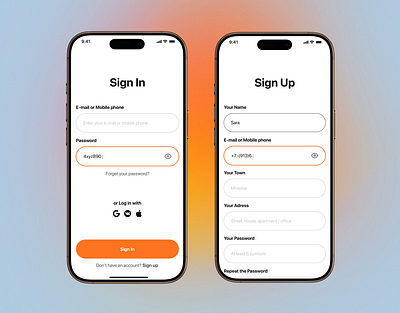Login Screens Экран входа | Мобильное приложение | Julia Gerka login mobile app mobile design ui ui design ui дизайн user expirience user interfaces ux ux design ux дизайн uxui web design website дизайн мобильно приложения мобильное приложение мобильный дизайн экран входа
