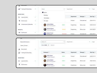 Filtering Table (Modern HR Dashboard)