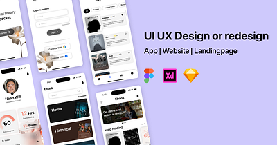 Ebook App design app design app redesign design ebook app design graphic design landing page design ui ux website design