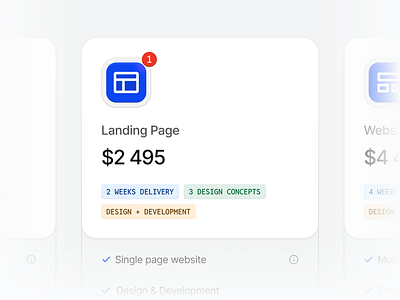 UI Design for Pricing Cards blue card check design flat graphic design landing page minimal minimalism minimalist notification option price pricing red ui ux
