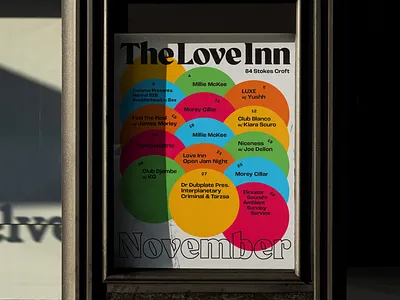 The Love Inn Listings Poster 2d adobe artwork brand branding design graphic graphic design graphics identity illustrator inn music photoshop poster poster design posters type typography visual