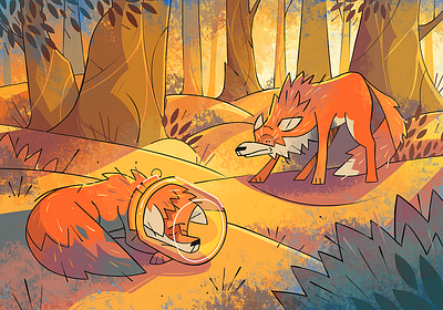 Fox Troubles animation branding design graphic design illustration logo motion graphics procreate ui vector