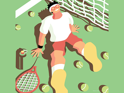 Taking a Break illustration man sports tennis vector