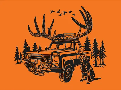 Buck Truck ball cap black lab buck deer hunting graphic design hunting hunting humor illustration outdoor tee shirt