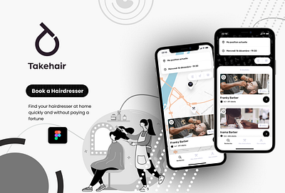 Hairdresser Finder App - Customer App - TakeHair app appdesign branding branding design dailyui design designer figma logo ondemandapp photoshop ui uidesign uiux usability userexperience userinterface ux uxdesign vector