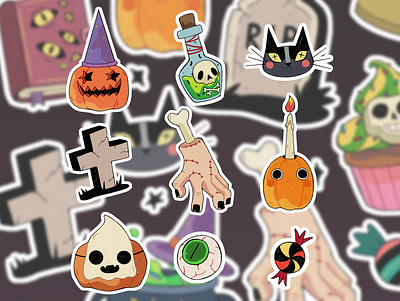Halloween stickers sheet🎃 art cartoon characterdesign cozyart digital digitalart digitalsticker ghost halloween halloweenstickers illustration october printable procreate procreateart pumpkin scrapbooking spooky spookyart sticker