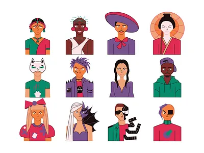 Unified avatar library for apps ava avatar set character design concept art flat illustration illustration ui vector
