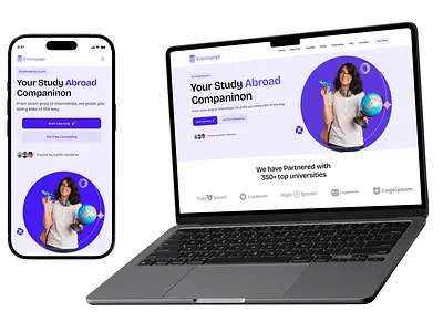 EduVoyage – Study Abroad Consultant Service collage edtech education global platform minimal design mobile app design student study study abroad ui uiux university ux visa web design