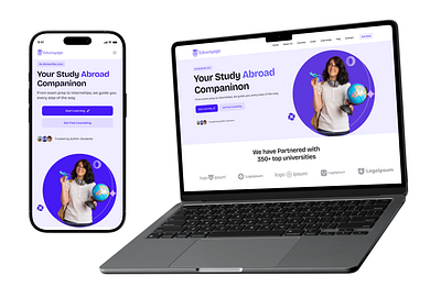 EduVoyage – Study Abroad Consultant Service collage edtech education global platform minimal design mobile app design student study study abroad ui uiux university ux visa web design