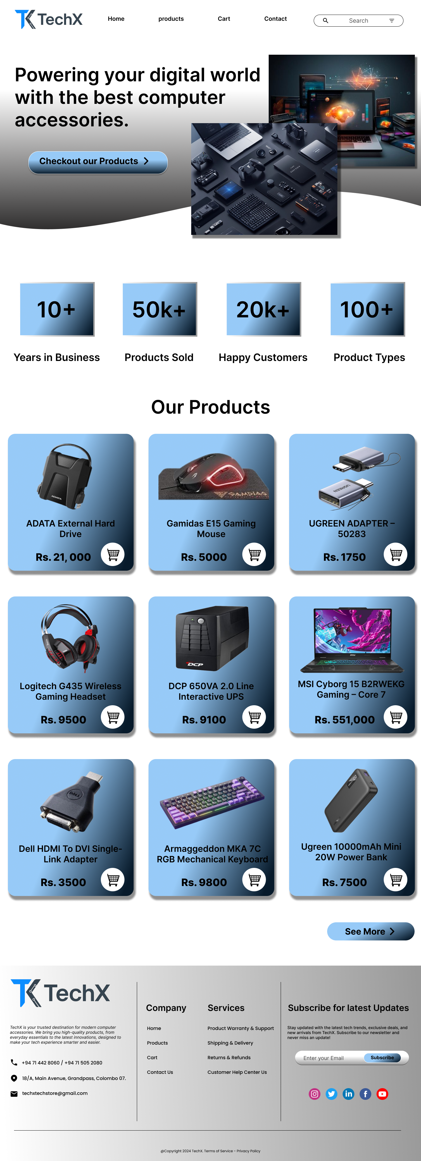 Landing Page Design for Computer Accessories Store ui