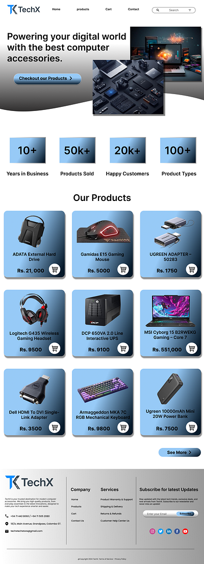 Landing Page Design for Computer Accessories Store ui