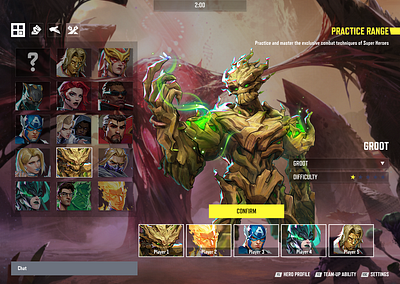 Marvel Rivals Character Selection Screen Redesign character selection design figma game marvel marvel rivals ui ui design uiux