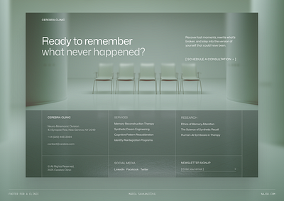 Footer Design for a Neuro Clinic Website clinic website editorial website footer design minimalist website ui ui design web design website design website footer