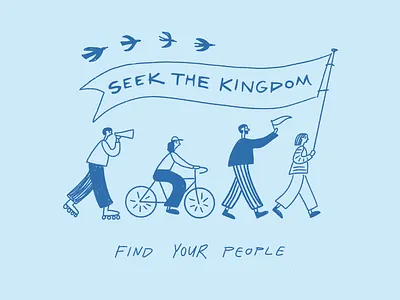 Church Youth T-Shirt christian art christian design christian t shirt church doodle flag marching parade playful design t shirt tshirt youth youthgroup