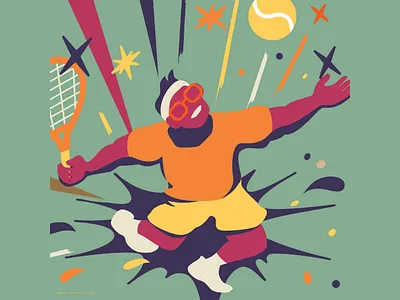 Service illustration man sports tennis vector