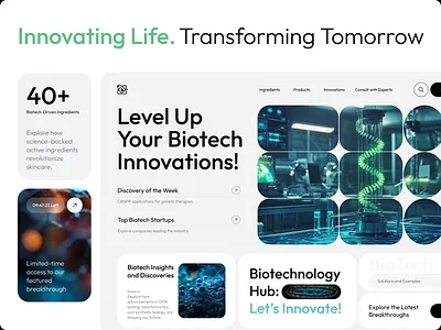 Biotech Hub – Futuristic Web Design for Innovation biotech brand grid branding interface logo orizon design ui ux web web design website design