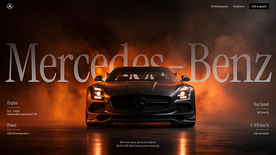Mercedes-Benz Car Hero Section, Luxury Automotive Website Design automotive branding automotive ui automotive website design bold typography car enthusiast design car landing page car website cinematic web design dark ui hero section high end website landing page design luxury car design luxury website mercedes benz minimal design modern ui design performance car website concept website inspiration