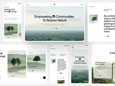 Greeney - Environmental Conservation Website Responsive app branding header landing page minimal design mobile nature responsive ui ui design uiux ux ux design web design website