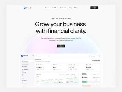Fineeds – Finance Management SaaS Landing Page dashboard finance finance management graphic design landing page product design product designer saas ui uiux user experience user interface ux web website