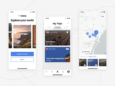 My trips in Trava mobile app app design development mobile app teacode travel app travelling ui design ux design