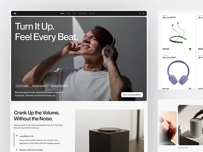 JBL - Audio E-Commerce Landing Page accessories audio e commerce earphone ecommerce headphone headset landing page marketplace music online store product shop shopify sound store ui ux web design website