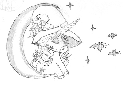 Unicorn Witch graphic design illustration vector