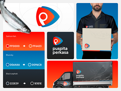 Logistic Transport • Visual Identity blue brand design brand identity branding design fish illustration logistic logo orange shipping transport trucking visual design visual identity