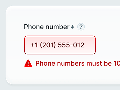 Phone Number Input Error State alert animation component error field figma icon kit number phone text ui ux