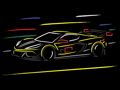 'Under the Lights' auto racing c8 corvette daytona illustration imsa kentucky louisville merchandise motorsport motorsports nascar print design race car racing rolex 24 hours speedway vector