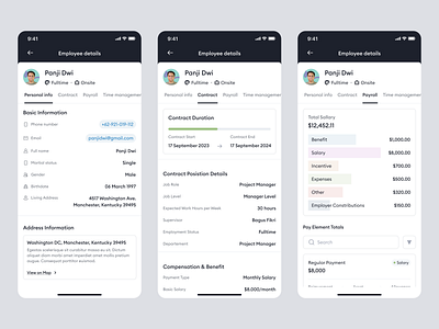Tiimi - Personal Info, Contract & Payroll of Employee company employee hiring hr hrd hrm human resources job mobile design product design profile recruitment saas saas design ui ux