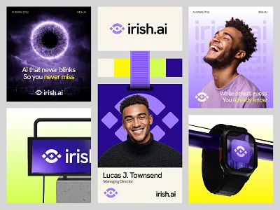 irish.ai - Branding Design For An Ai Powered Marketing SaaS ai branding app icon artificial intelligence brand identity design branding corporate identity creative direction creative logo data analysis design logo marketing intelligence minimal logo modern branding modern logo moodboard saas branding startup branding tech branding