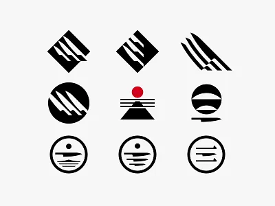 Santoku exploration icon japan knife logo modern mountain simple sun
