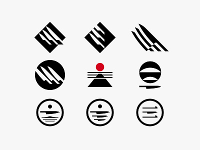 Santoku exploration icon japan knife logo modern mountain simple sun