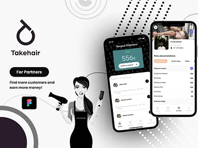 Hairdresser Finder App - Partner App - TakeHair app app design branding branding design design designer figma illustration logo photoshop ui ui design uiux uiuxdesign user user experience user interface ux ux design vector