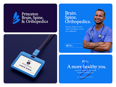 Princeton Brain, Spine & Orthopedics Direction 3 behance blue branding branding and identity clean design dribbble graphic design identity logo logo design minimal mockup modern nametag navy sans serif serif type unsplash