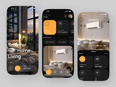 Smart Home App app design clean ui dashboard ui home control home temperature iot app minimal ui mobile app mobile ui modern design rooms smart devices smart home smart home app ui design ux design