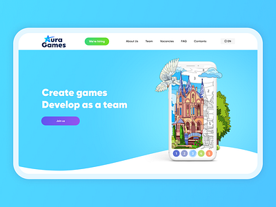 Auragames landing page ui ux web design